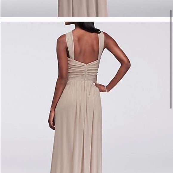 David’s Bridal Crisscross High Neck Mesh Bridesmaid Dress Marine Y Neck size 6 - Picture 3 of 9